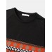 Mens Vintage Argyle Pattern Stitching Crew Neck Long Sleeve T  Shirts