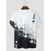 Men Poker Spade Print Short Sleeve Round Neck T  Shirts