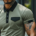Men's Retro Casual Cotton Colorblock Short Sleeve Polo Shirt MTA2740E7TO