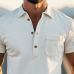 Men's Spring Fashion Retro Western Style Suede Short Sleeve Polo Shirt MTA0203D6K