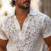 Men's Fashion Lace Lapel Short Sleeve Polo Shirt MTA1552E9Z
