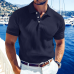Men's Casual Solid Color Soft Knit Lapel Slim Short Sleeve Polo Shirt Sweater MTA0671E1M