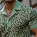 Men's Fashion Leopard Print Knitted Short-sleeved Polo Shirt MTA0754F7Y