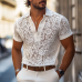 Men's Fashion Lace Lapel Short Sleeve Polo Shirt MTA1552E9Z