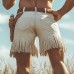 Men's Summer Western Denim Style Fringe Shorts MTA2250D8U