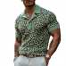 Men's Fashion Leopard Print Knitted Short-sleeved Polo Shirt MTA0754F7Y
