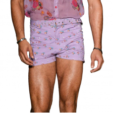 Men's Floral Print Straight Casual Shorts MTA0935F1Z (Without Belt)