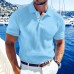 Men's Casual Solid Color Soft Knit Lapel Slim Short Sleeve Polo Shirt Sweater MTA0671E1M