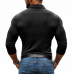 Men's Striped Textured Basic Elastic Long-sleeved POLO Shirt MTA1139J2X
