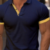 Men's Contrast Color Cotton Blend Short Sleeve Polo Shirt MTA1954G7X