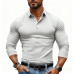 Men's Striped Textured Basic Elastic Long-sleeved POLO Shirt MTA1139J2X