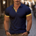 Men's Contrast Color Cotton Blend Short Sleeve Polo Shirt MTA1954G7X