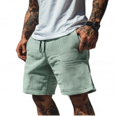 Men's Solid Waffle Elastic Casual Shorts MTA2608E7X