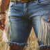 Men's Summer Western Cowboy Style Tassel Denim Shorts MTA1288E0U