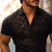 Men's Fashion Lace Lapel Short Sleeve Casual Polo Shirt MTA1296E2Z